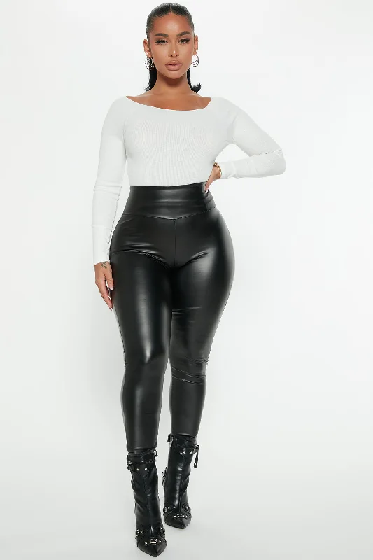 Always Around Faux Leather Legging - Black