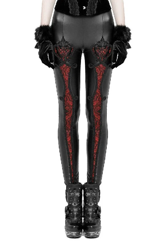 Antoinette Leather Leggings [BLACK/RED]