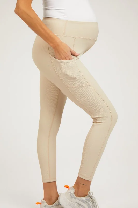 beige-ribbed-maternity-active-leggings