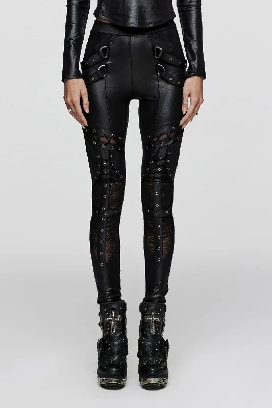 Leather Lace-Up Leggings