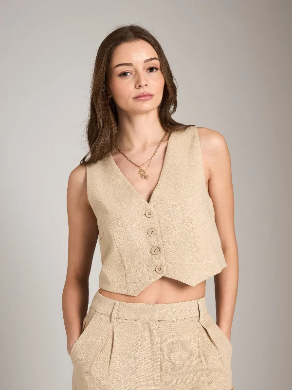 Linen Blend Cass Crop Vest