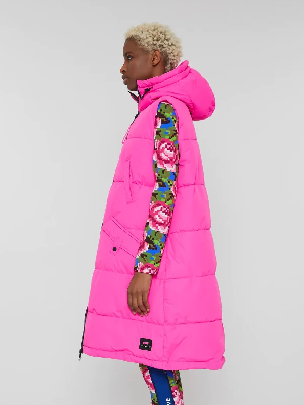 Gilet Lungo Imbottito Fucsia Fluo