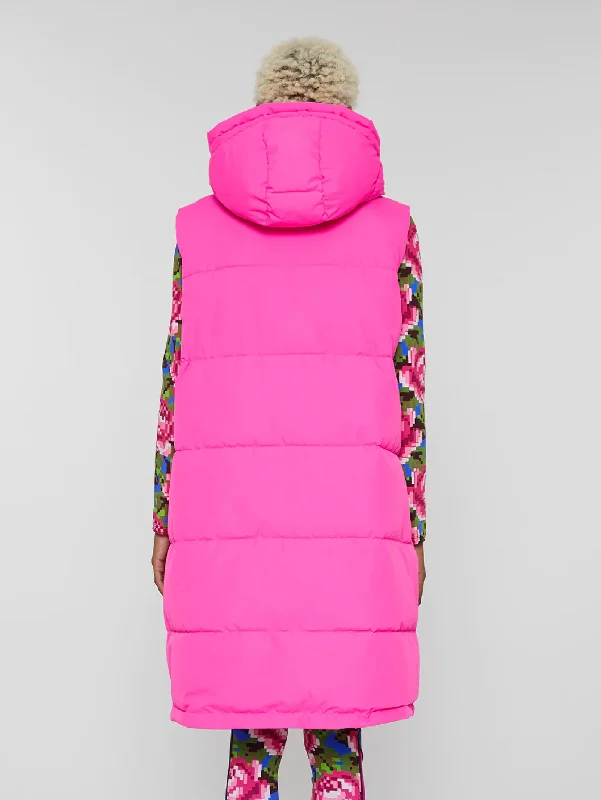 Gilet Lungo Imbottito Fucsia Fluo