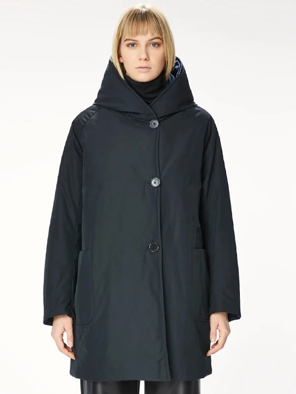 Parka Reversibile in Nylon Memory Nero/Blu