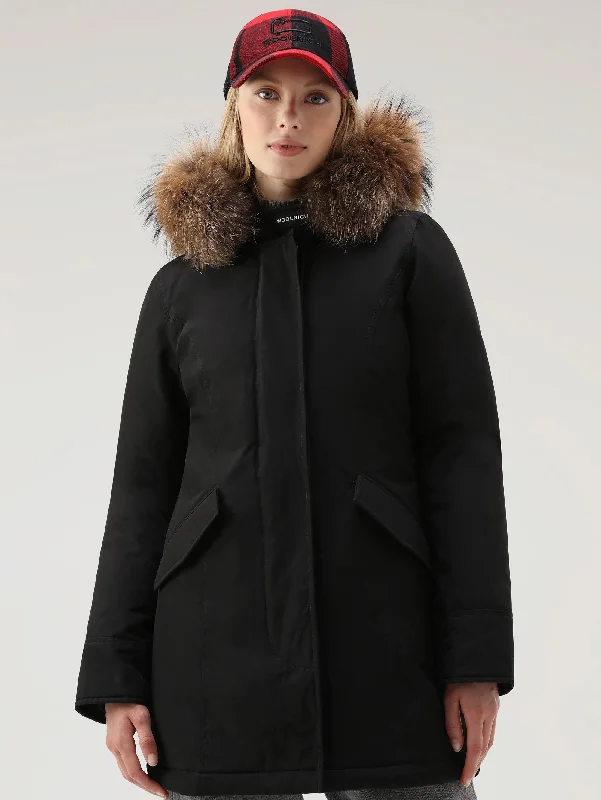 Parka Arctic con Cappuccio in Raccoon Nero