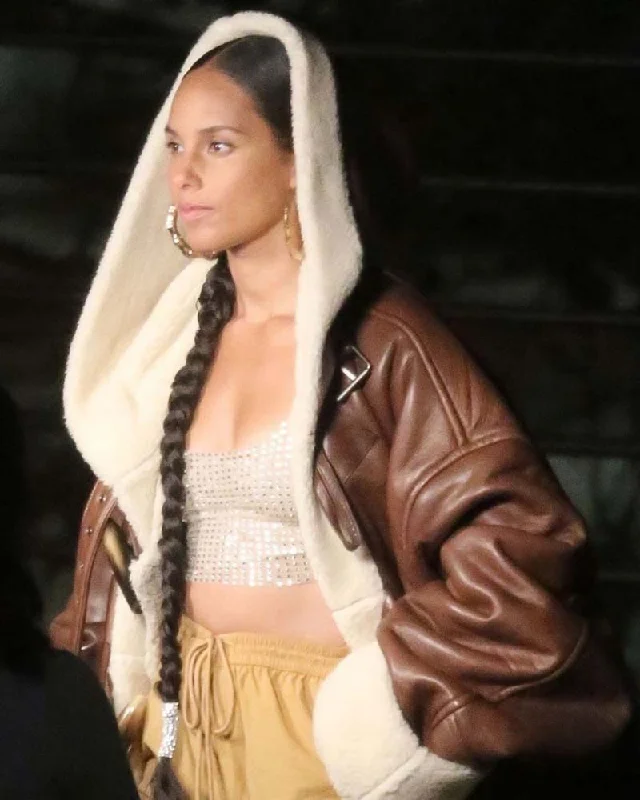 Alicia Keys Shearling Coat