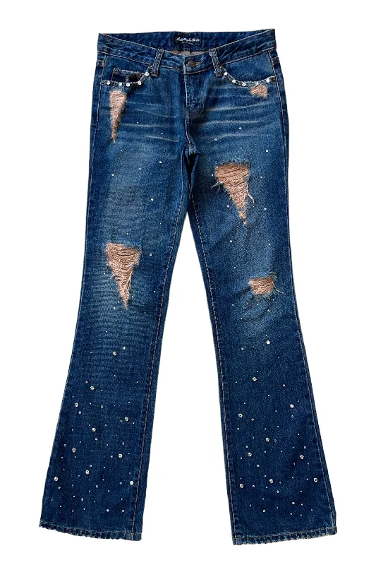 Vintage Y2K Flare Jeans mit Strasssteinen | W30/L32