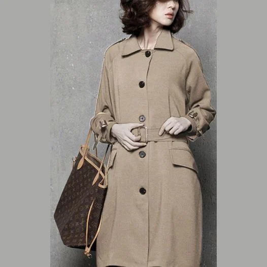 Elegant Fall Tie Waist Trench Coat Women