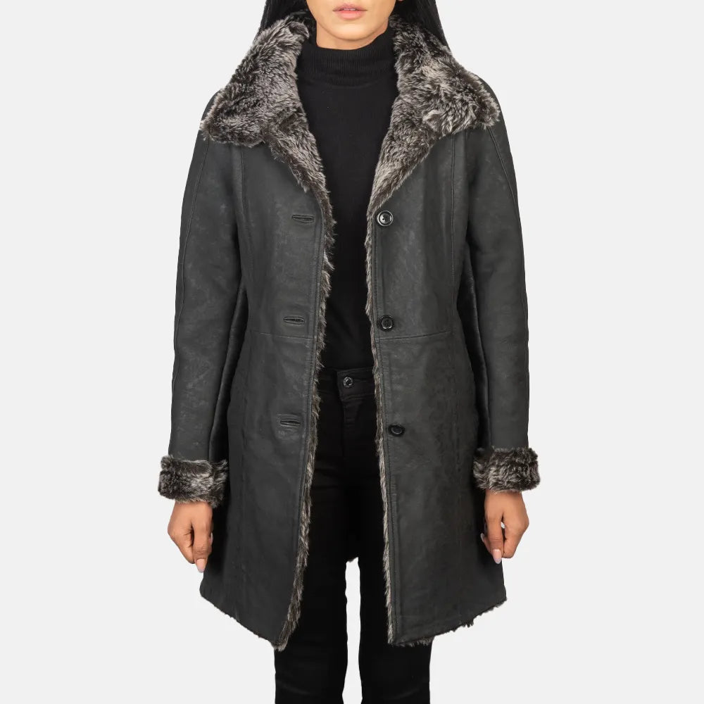 Distressed Black Female Trench Coat