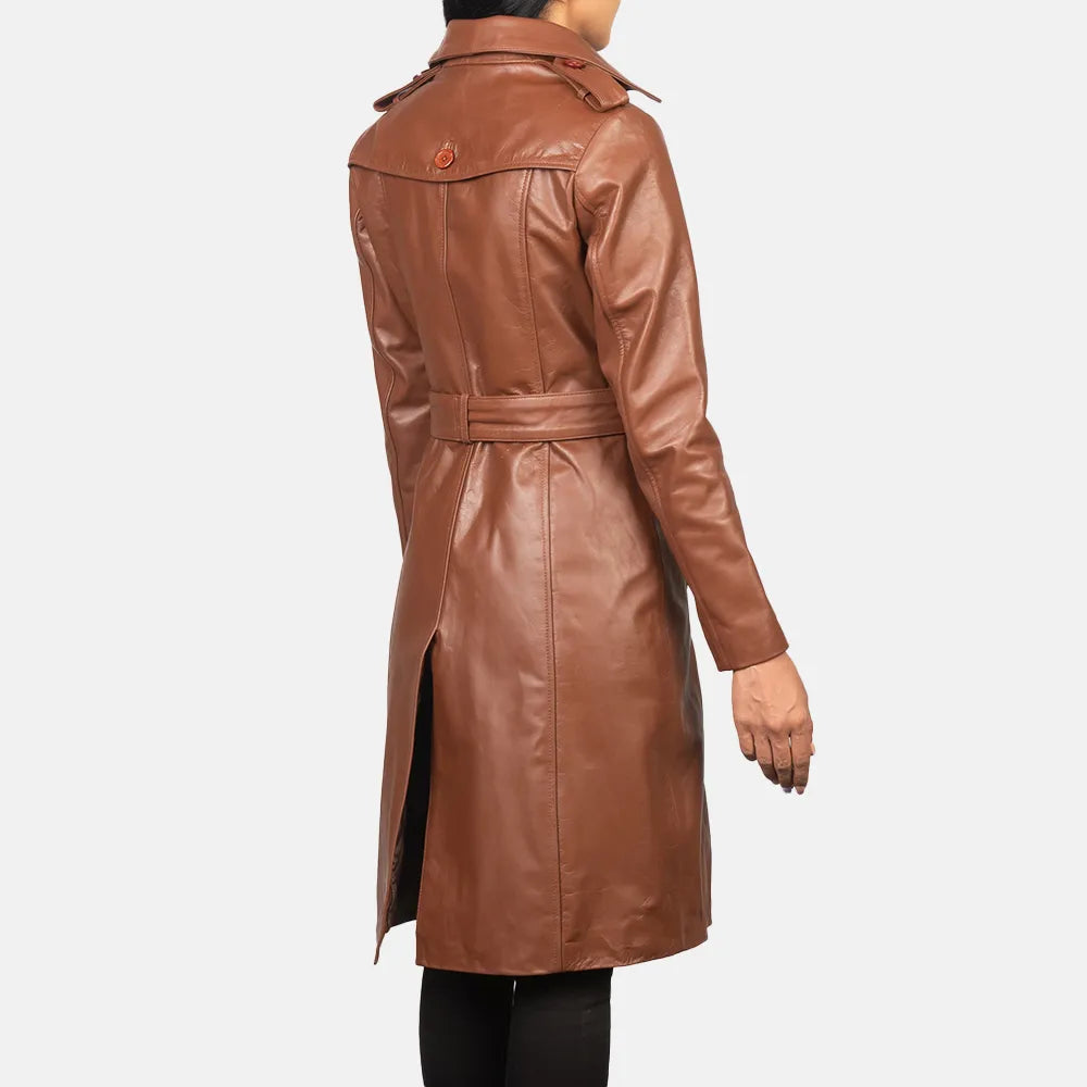 Brown Double Breasted Long Trench Coat Women