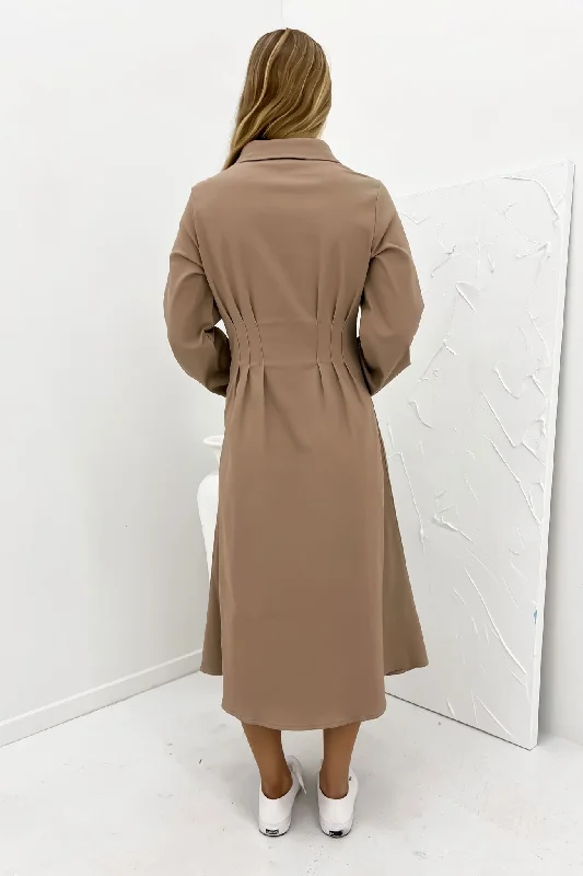 Bessie Midi Dress Tan