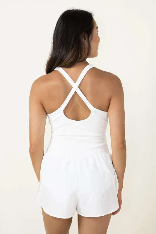 Illa Illa Activewear Runsie Romper for Women in White | IM7541-OFFWHITE