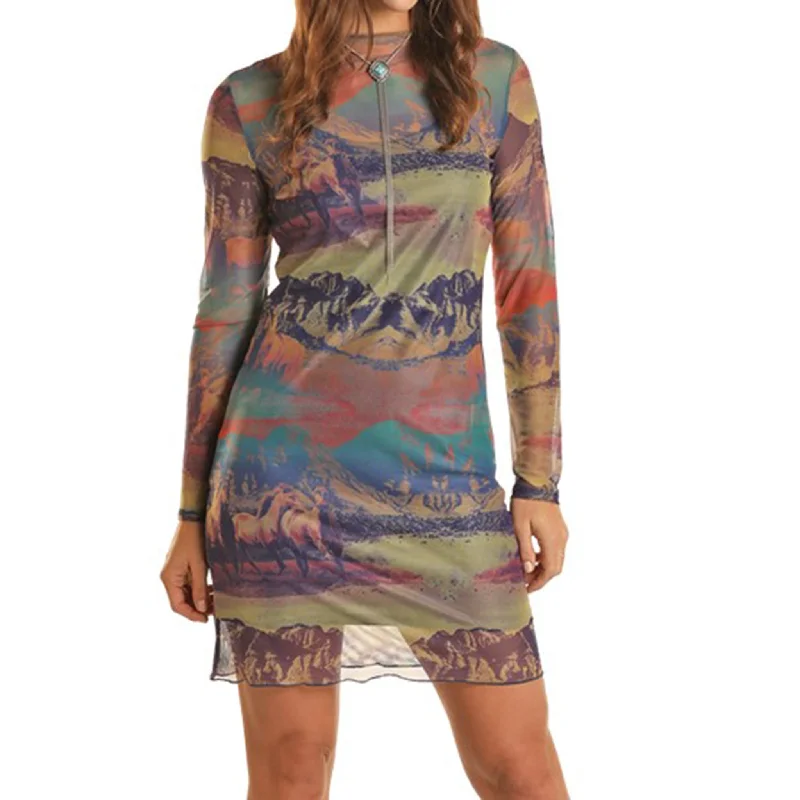 Panhandle Slim Women's Mesh Horse Print Dress