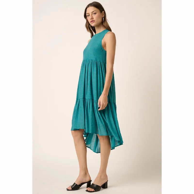 Solid Teal Ruffle Dress