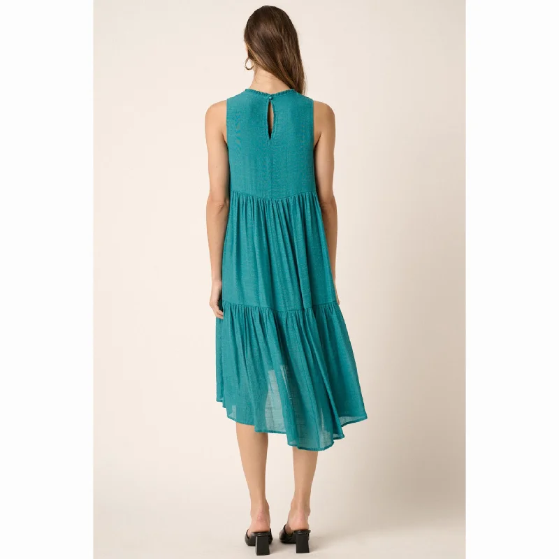 Solid Teal Ruffle Dress