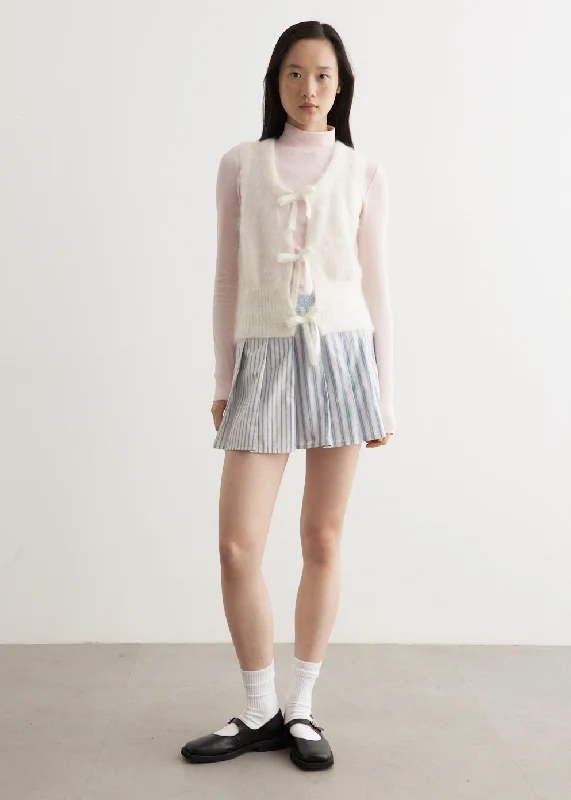 Stripe Pleated Mini Skirt