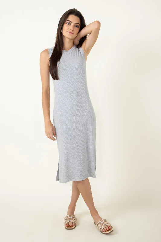 Thread & Supply Ribbed Dress for Women in Grey | D1072RSTS-GREY