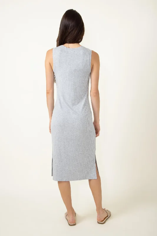 Thread & Supply Ribbed Dress for Women in Grey | D1072RSTS-GREY