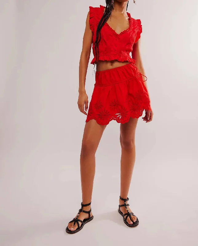 Wildest Dreams Mini Skirt In Fiery Red