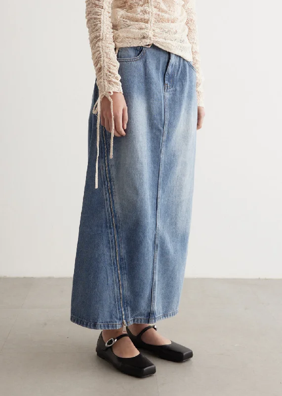 Zipper Denim Skirt