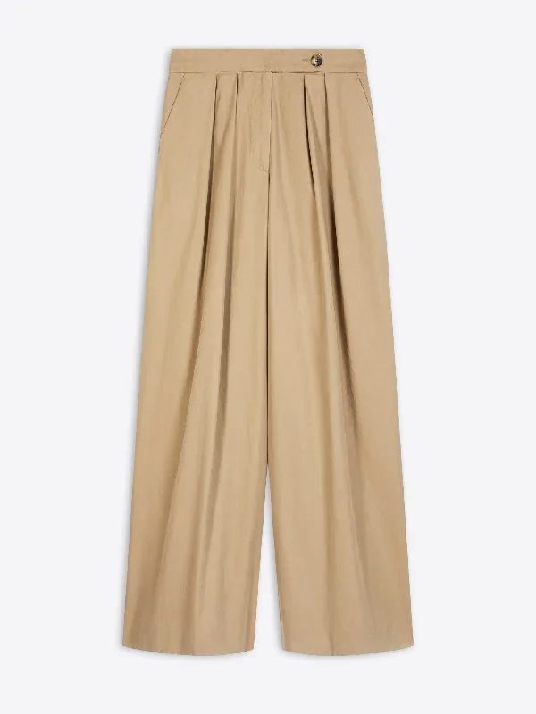 Pleated cotton pants