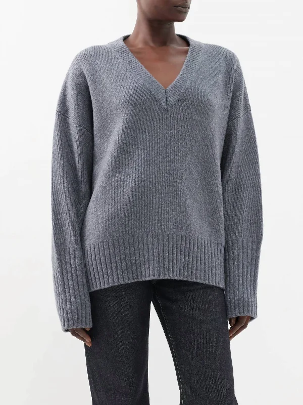 Ana V-Neck Sweater In Heather