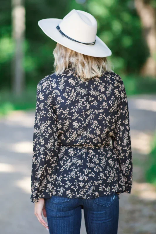 black-and-taupe-floral-tie-waist-long-blazer