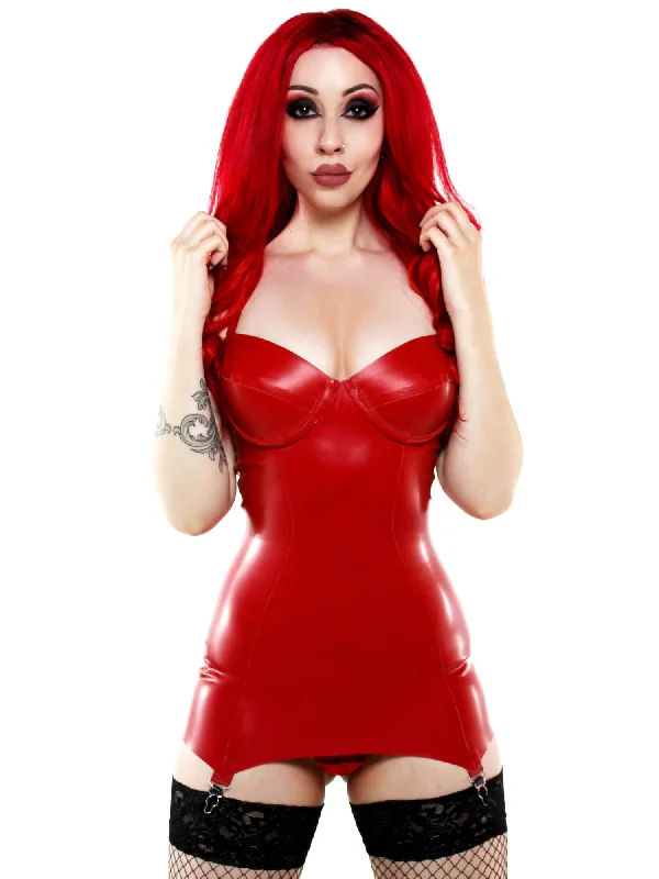 black-four-strap-suspender-latex-dress