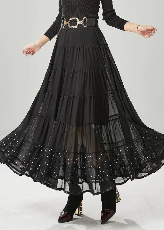 black-patchwork-chiffon-skirts-exra-large-hem-wrinkled-fall