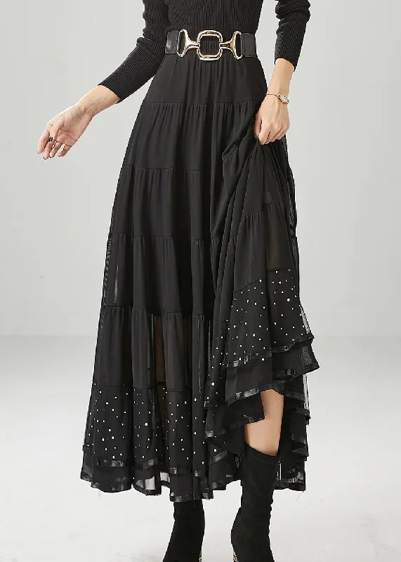 black-patchwork-chiffon-skirts-exra-large-hem-wrinkled-fall