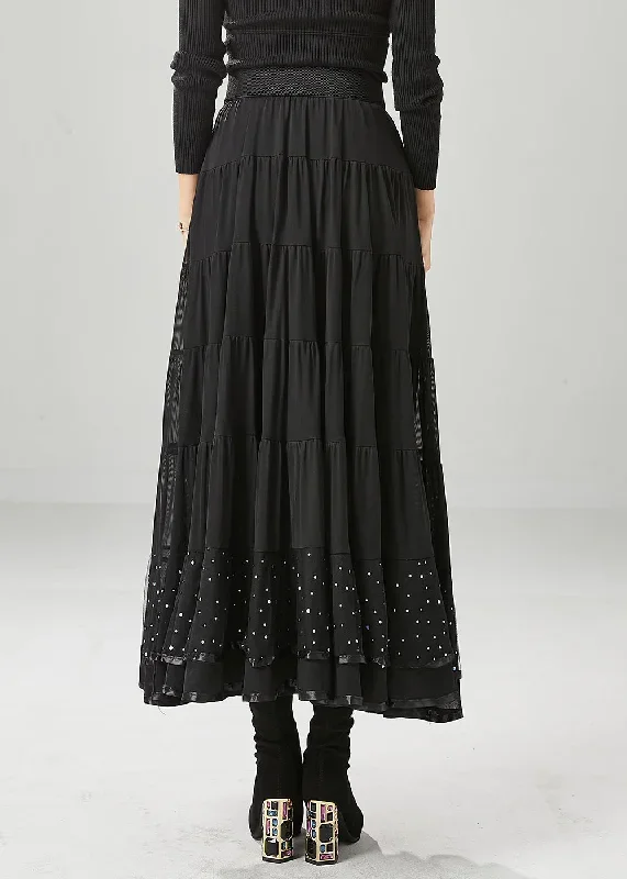 black-patchwork-chiffon-skirts-exra-large-hem-wrinkled-fall