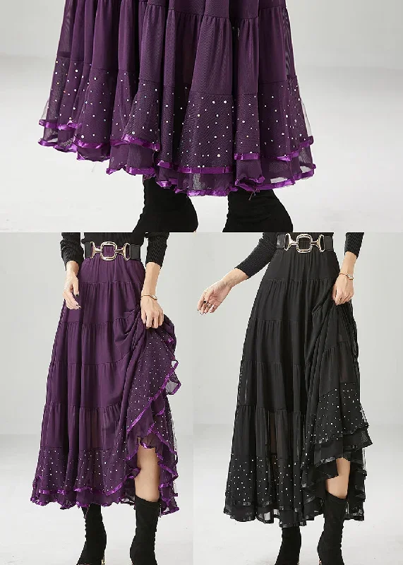 black-patchwork-chiffon-skirts-exra-large-hem-wrinkled-fall