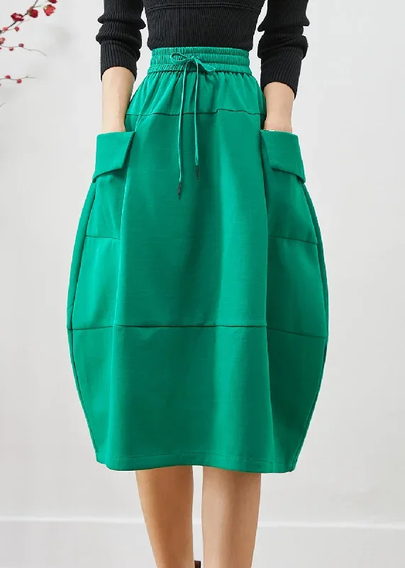 boho-green-elastic-waist-patchwork-cotton-skirts-fall