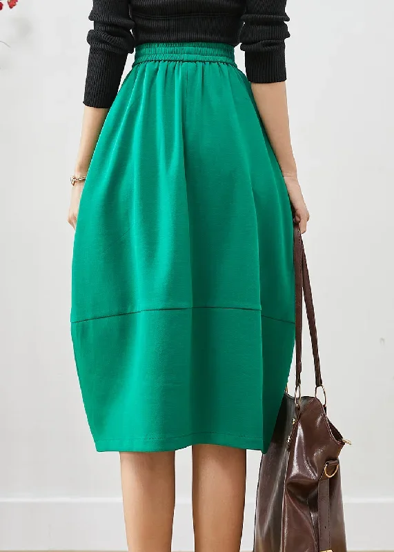 boho-green-elastic-waist-patchwork-cotton-skirts-fall