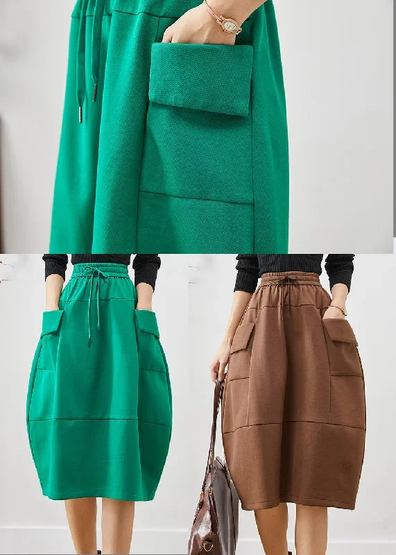 boho-green-elastic-waist-patchwork-cotton-skirts-fall