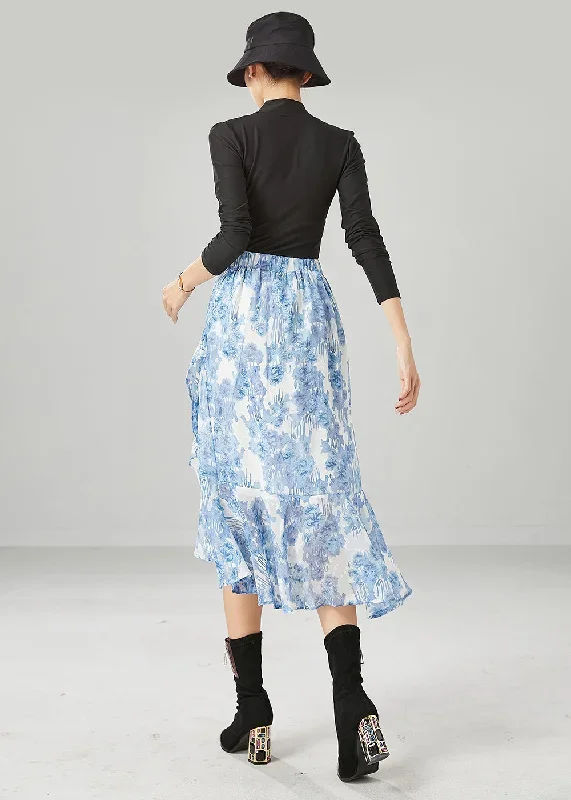 boho-light-blue-asymmetrical-print-chiffon-skirt-summer