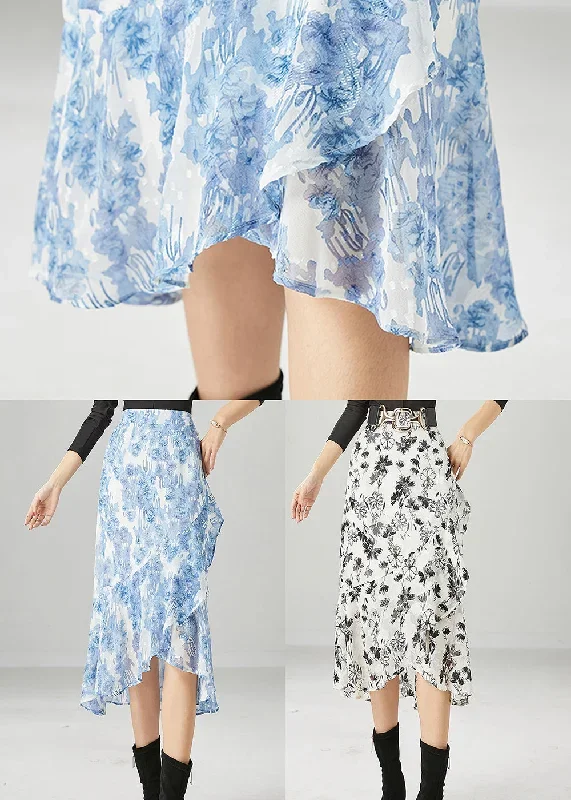 boho-light-blue-asymmetrical-print-chiffon-skirt-summer