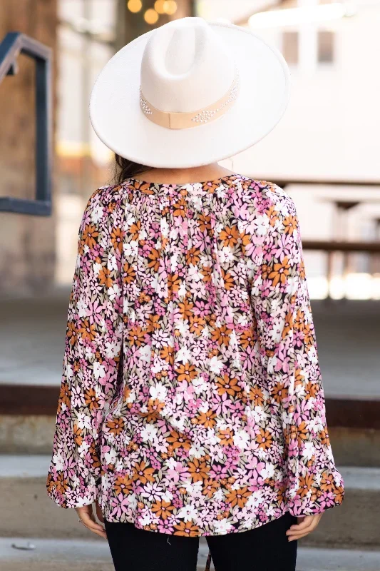 burnt-orange-multicolor-floral-print-top