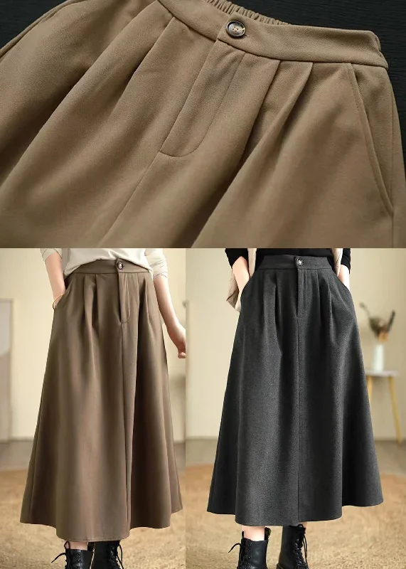 casual-dull-grey-elastic-waist-thick-woolen-skirts-spring