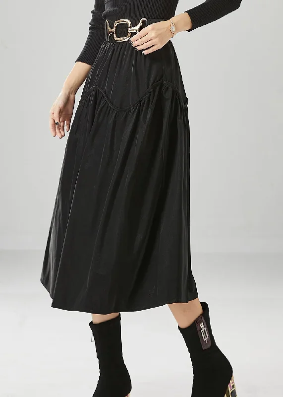 chic-black-oversized-patchwork-cotton-skirts-fall