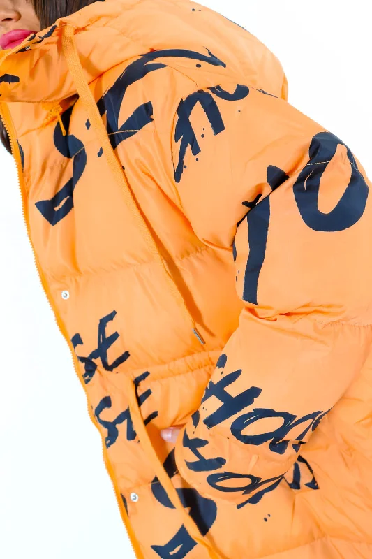 choose-you-orange-hooded-graffiti-puffer-coat