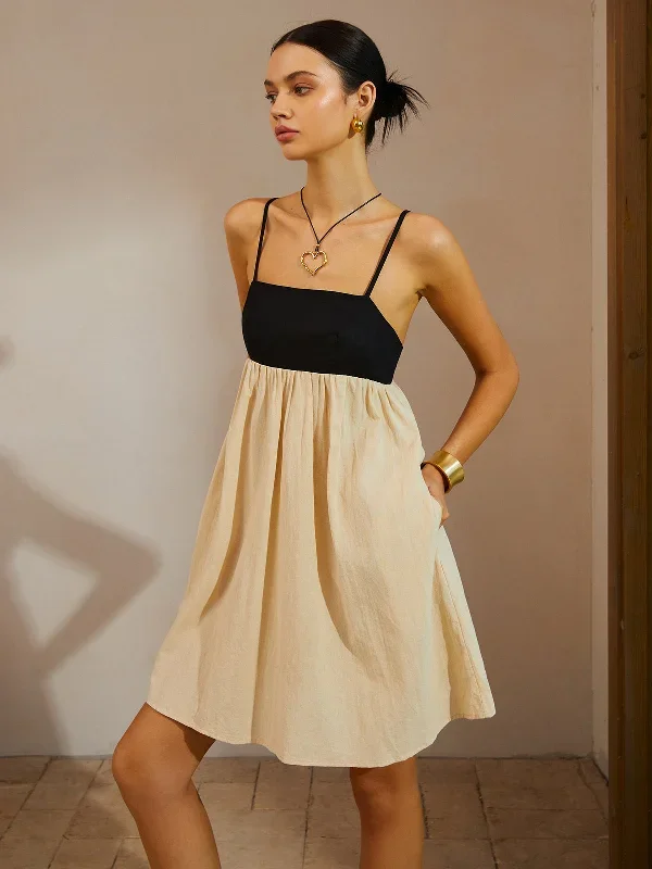 color-block-backless-spaghetti-strap-short-dress