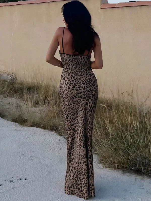 contrast-binding-leopard-print-knotted-long-dress