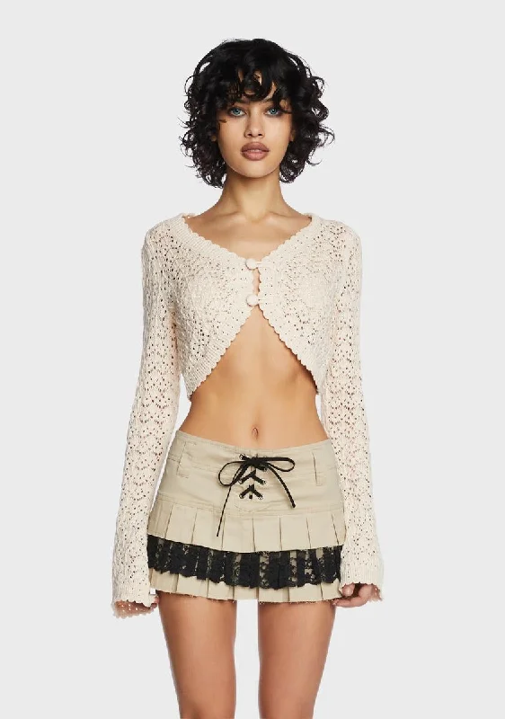 Nature Goddess Crochet Cardigan- Off White