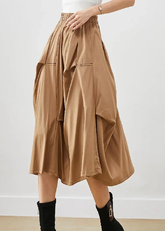 diy-khaki-asymmetrical-oversized-cotton-skirt-fall