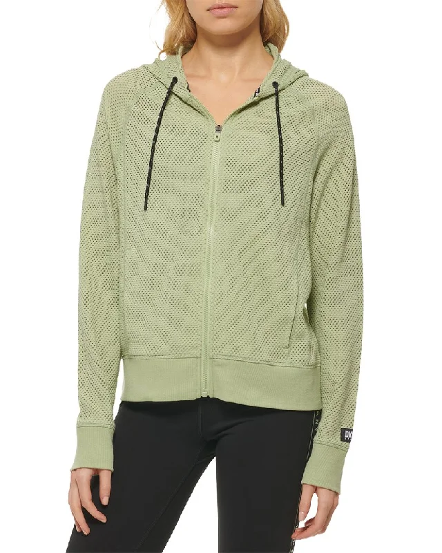 DKNY Sprint Mesh Relaxed Zip Hoodie