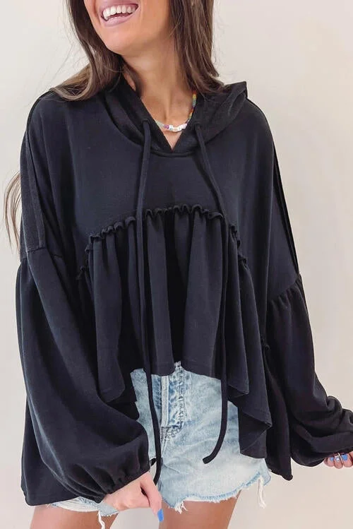 drawstring-high-low-balloon-sleeve-hoodie