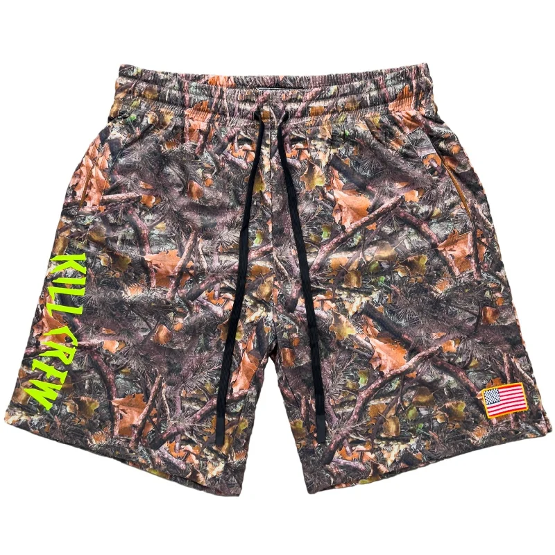 EMBROIDERED FLAG SHORTS - CAMO / GREEN