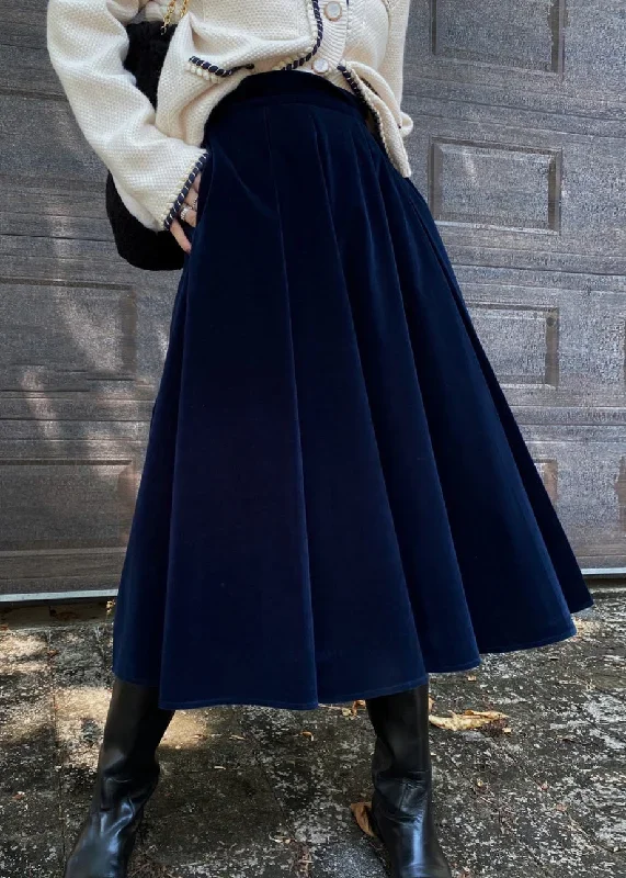 french-coffee-high-waist-pockets-patchwork-silk-velour-skirt-fall