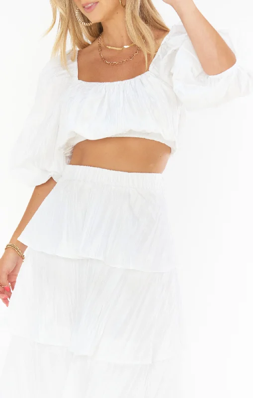 Keepsake Crop Top ~ White Crinkle